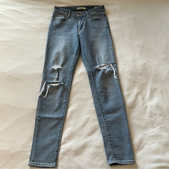 Levi's 721 Ripped High Rise Skinny Jeans W26 L30 - Picture 3 of 16